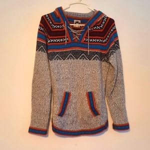Artesania Hooded Pullover Alpaca Peruvian Sweater Kangaroo Pocket Fair Isle